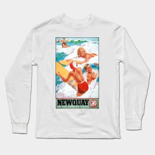 Newquay on the Cornish Coast UK Vintage Poster 1937 Long Sleeve T-Shirt